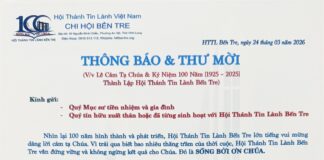 Thông Báo & Thư Mời V/v Lễ Cảm Tạ Chúa & Kỷ Niệm 100 Năm Thành Lập HTTL Bến Tre