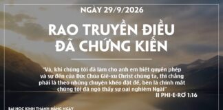 RAO TRUYỀN ĐIỀU ĐÃ CHỨNG KIẾN-29/9/26